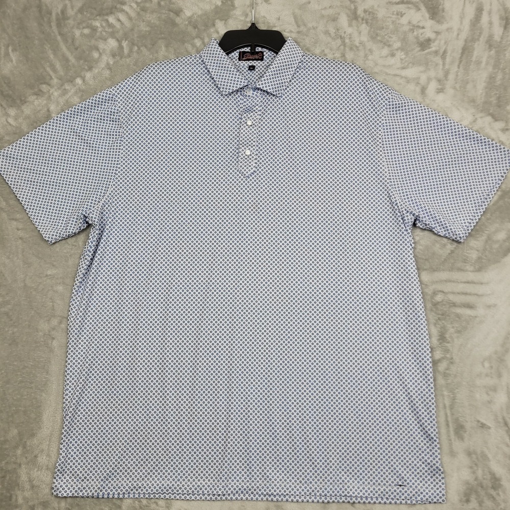 Rafter C Pearl Snap Polo Shirt Western Blue Geometric Print Mens XL Cowboy Rodeo